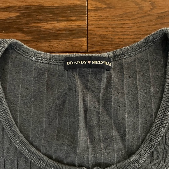 Brandy Melville Blue-Grey Zelly Button Shirt - Picture 3 of 3